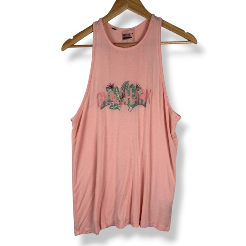 Gymshark Pink Floral Graphic Logo Tank Top Womens Size Small Athleisure Fitness